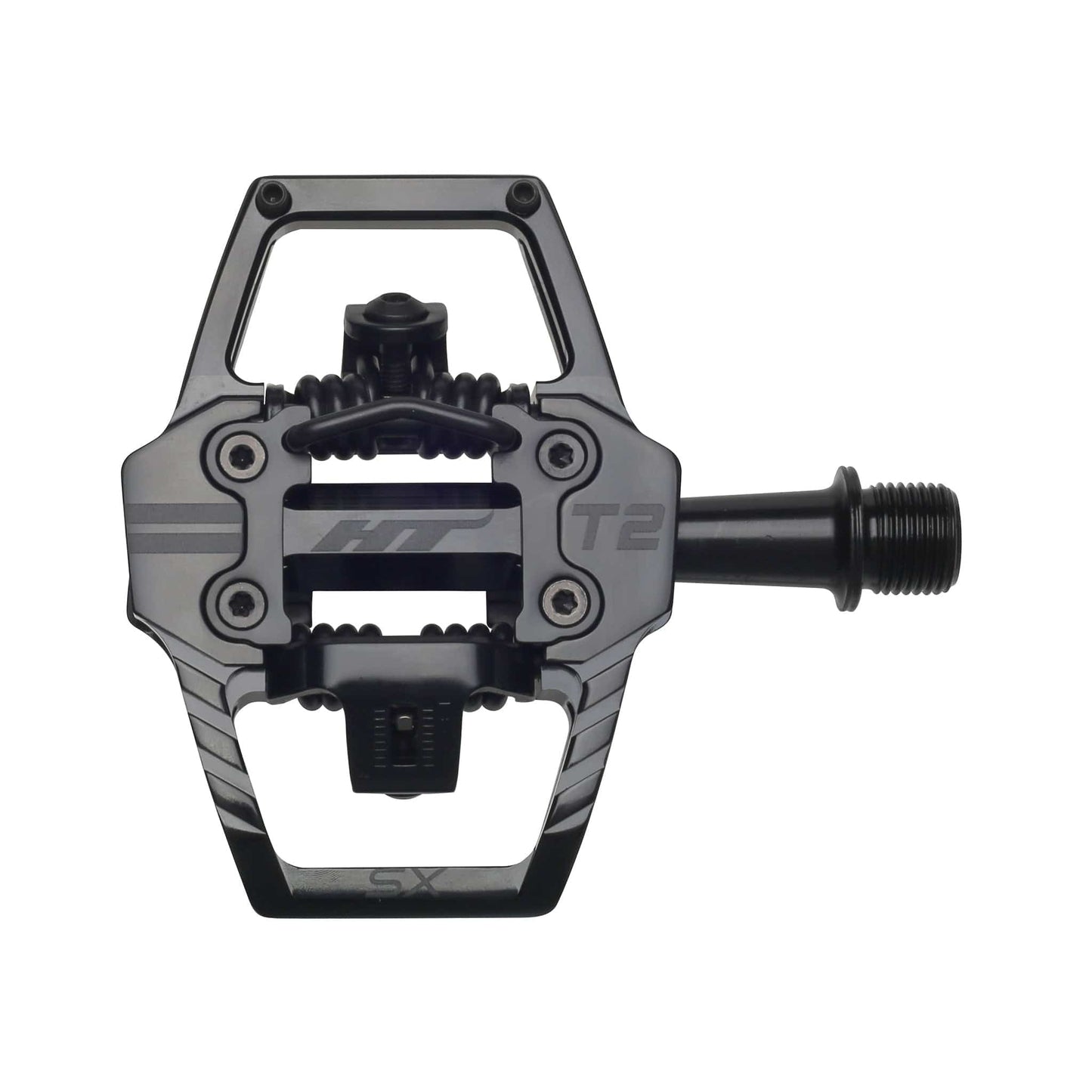 HT Pedals Clip-in Mountain Pedals T2-SX Clipless Platform Pedals, CrMo - Stealth Black