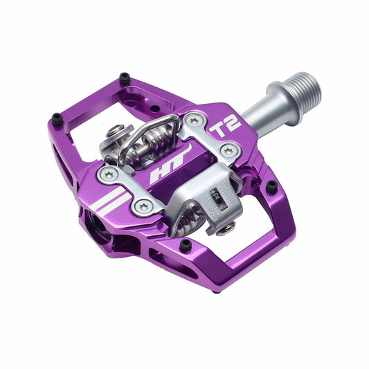 T2 Clipless Platform Pedals, CrMo - Purple - LoamLabs