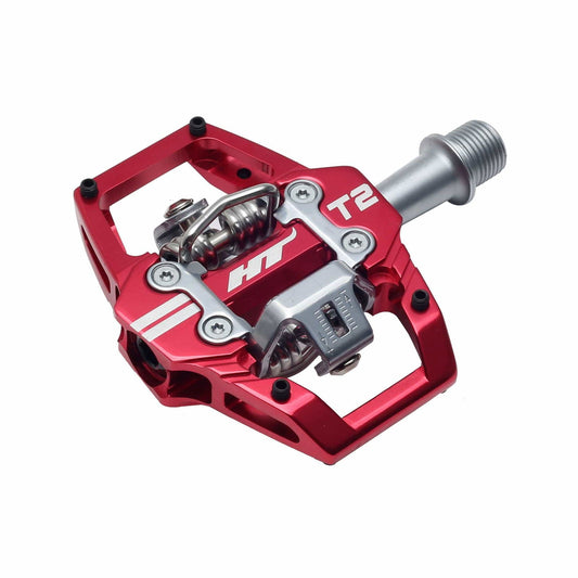 T2 Clipless Platform Pedals, CrMo - Red - LoamLabs