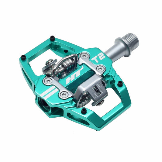 T2 Clipless Platform Pedals, CrMo - Turquoise - LoamLabs