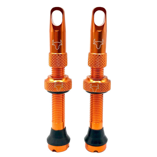 Tubeless Valve, Includes Rim Tape, 42mm (Pair) - Orange - LoamLabs