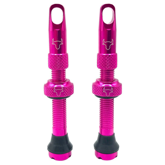 Tubeless Valve, Includes Rim Tape, 42mm (Pair) - Pink - LoamLabs